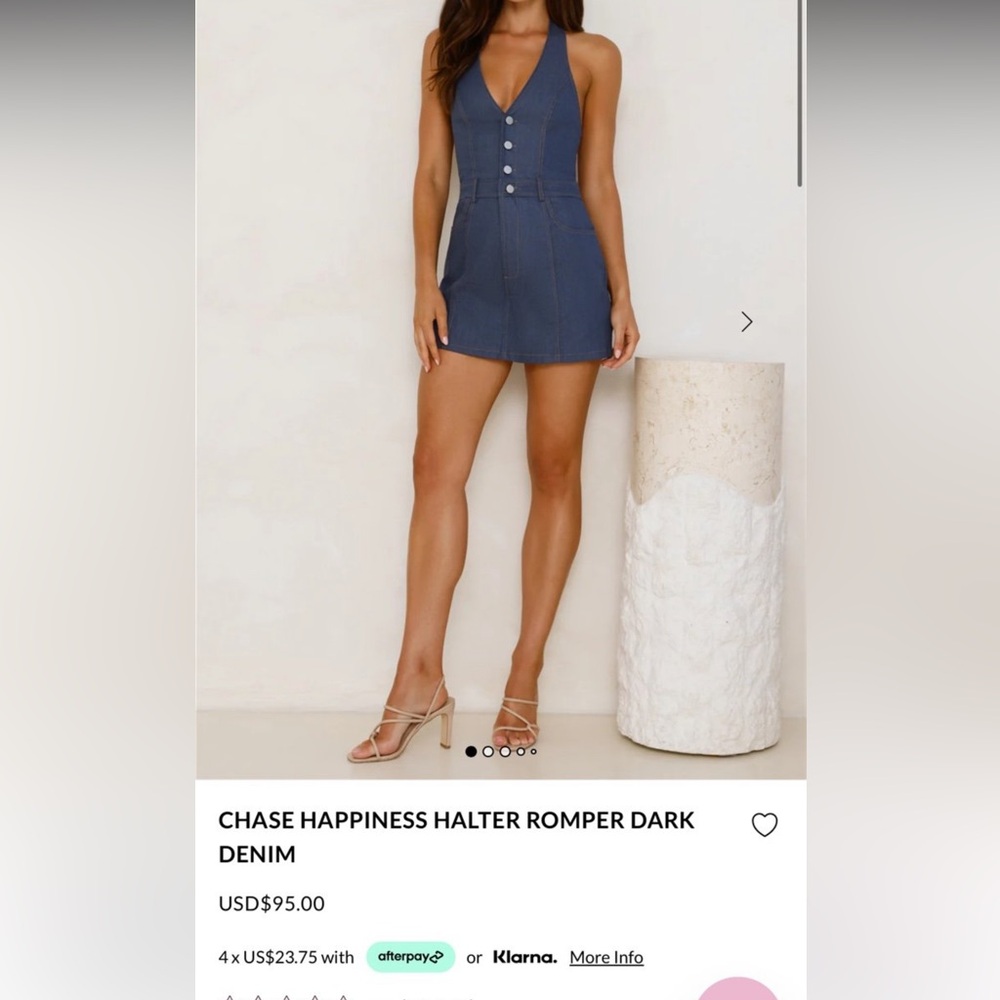 NWT Hello Molly Chase Happiness Denim Romper